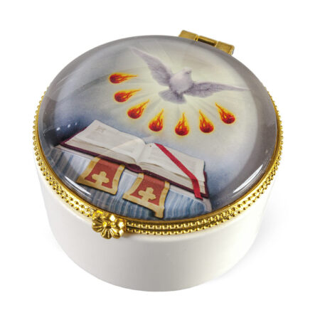 Porcelain Holy Spirit Rosary Keepsake Box