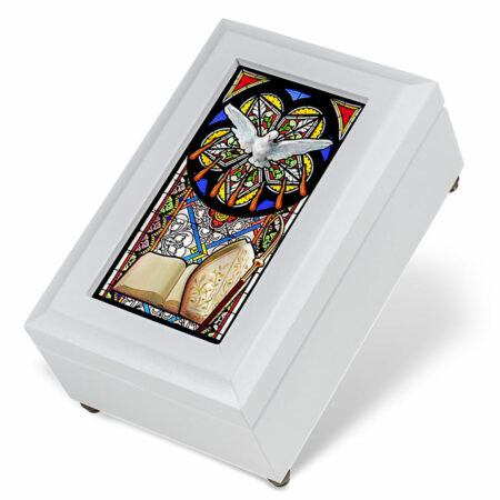 White Confirmation Music Box