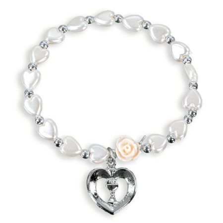 6mm White Heart Bracelet