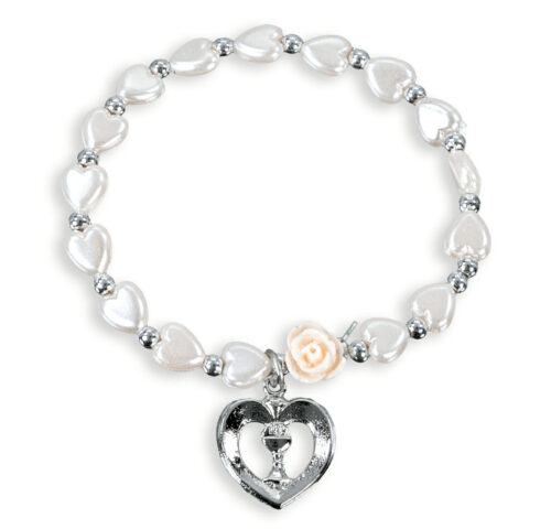 6mm White Heart Bracelet