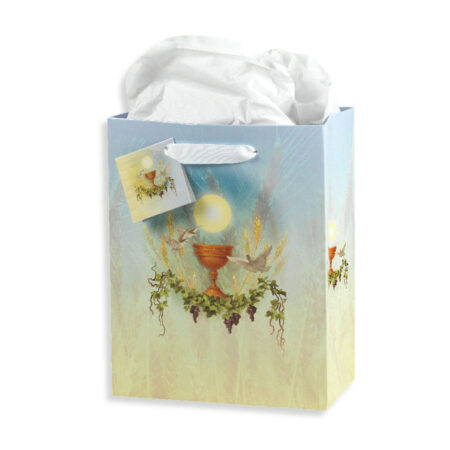 Holy Communion Religious Gift Bag – Medium – 7.8" x 9.8" x 4" – 10 Pack with Tissue
