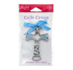 Cathedral Window Praying Boy Pewter Crib Cross
