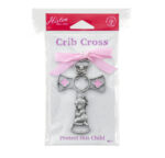 Cathedral Window Praying Girl Pewter Crib Cross