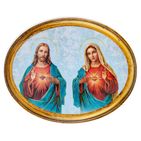 Sacred Hearts Antiqued Wood Plaque