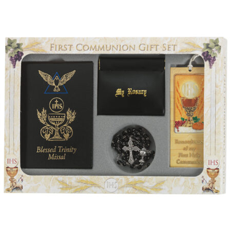 Boys Black 6 Piece First Communion Gift Set