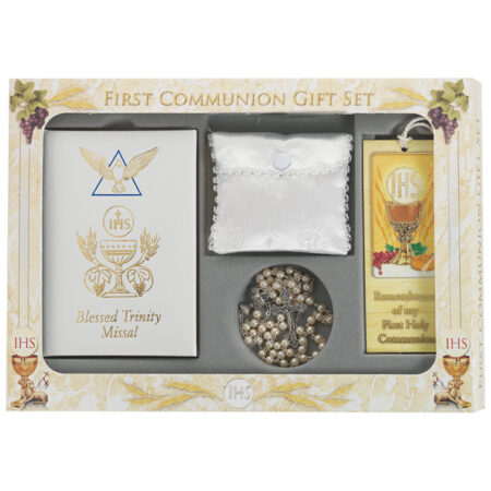 Girls White 6 Piece First Communion Gift Set