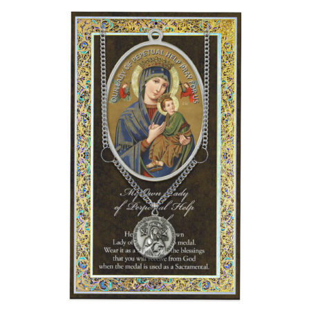 Our Lady of Perpetual Help Biography Folder and Patron Saint Medal