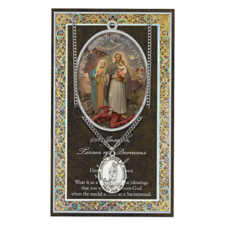 Saint Joseph "Terror of Demons" Biography Folder and Patron Saint Medal