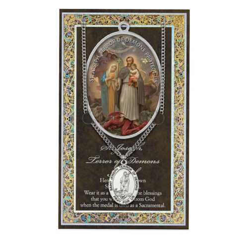 Saint Joseph "Terror of Demons" Biography Folder and Patron Saint Medal