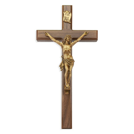 Walnut Wood Wall Crucifix, 15"