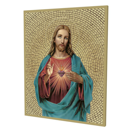 Sacred Heart of Jesus Gold Foil Mosaic Plaque