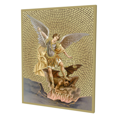 Saint Michael Gold Foil Mosaic Plaque