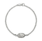 Sterling Silver Saint Christopher Medal on Platinum Plated Rolo Chain Bracelet 7 1/2"