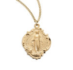 Gold Over Sterling Silver Large Baroque Miraculous Medal with Hail Mary Prayer