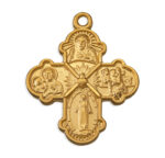 Gold Over Sterling Silver Small 4-Way Medal