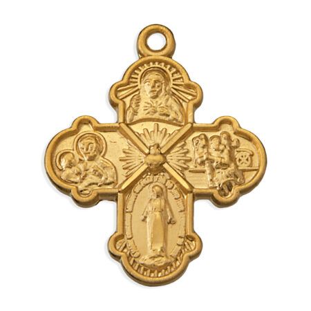 Gold Over Sterling Silver Small 4-Way Medal