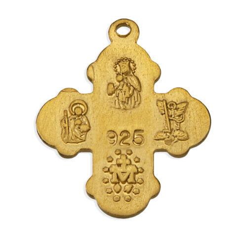 Gold Over Sterling Silver Small 4-Way Medal - Image 2