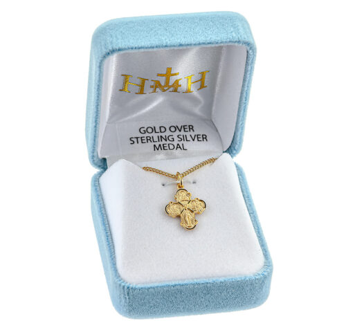 Gold Over Sterling Silver Small 4-Way Medal - Image 3