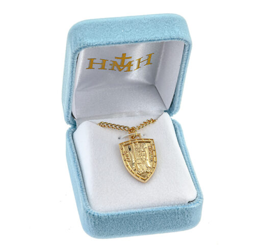Gold Over Sterling Silver St. Michael Shield Medal - Image 3