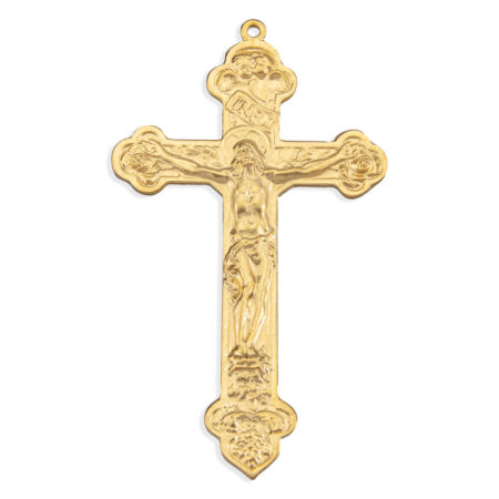 Gold Over Sterling Silver Fancy Crucifix with Vine Patterns