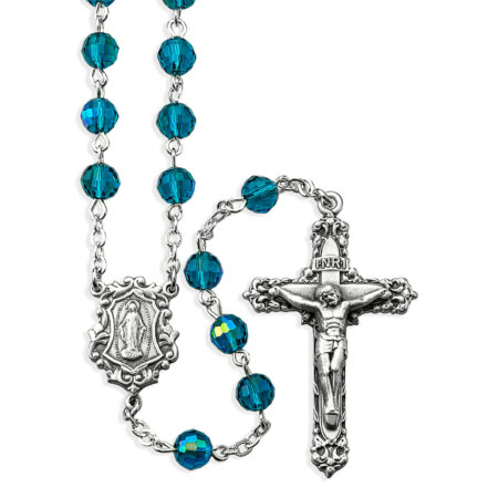 6mm Faceted Bead Rosary with Pewter Crucifix and Center
