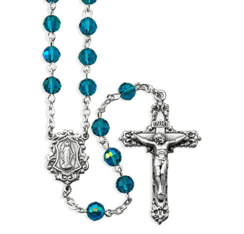 6mm Faceted Bead Rosary with Pewter Crucifix and Center