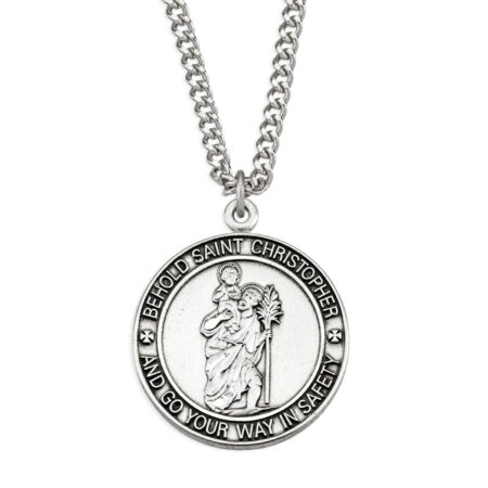 Sterling Silver St. Christopher Pendant with Border