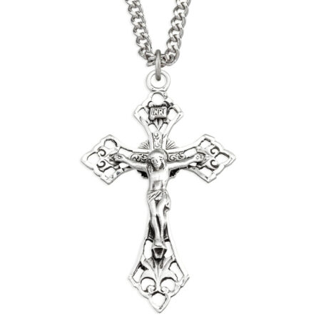 Sterling Silver Pierced Crucifix with Angle Tips