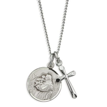 Sterling Silver St. Anthony Medal and Small Cross