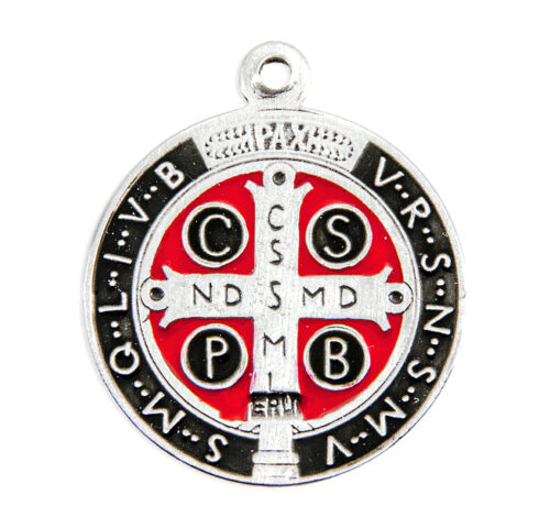 Sterling Silver St. Benedict Pendant with Black and Red Epoxy - Image 3