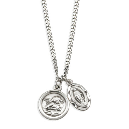 Sterling Silver Miraculous Medal and Cherub Medal
