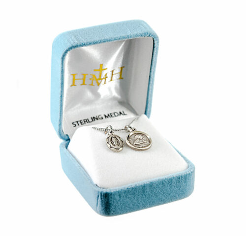 Sterling Silver Miraculous Medal and Cherub Medal - Image 2