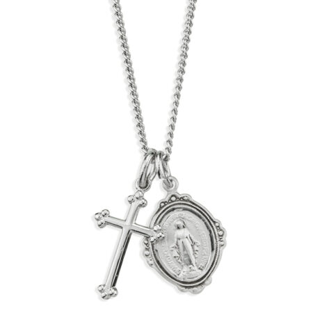 Sterling Silver Miraculous Medal and Small Cross