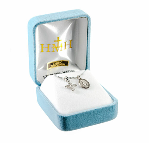 Sterling Silver Small Miraculous Medal and Small CZ Cross - Image 2