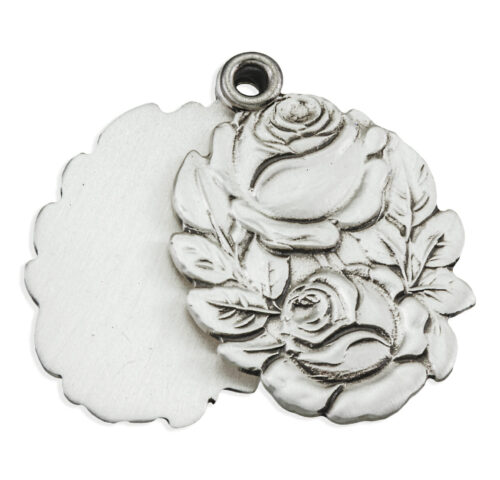 Sterling Silver Double Slide Rose Bud Miraculous Medal 20" - Image 3