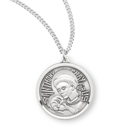 Saint Anthony Round Sterling Silver Medal