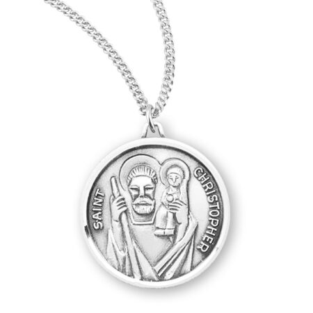 Saint Christopher Round Sterling Silver Medal
