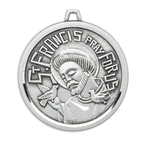 Saint Francis Round Contemporary Sterling Silver Medal - Image 2