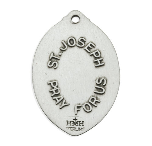 Sterling Silver Almond-Shaped St. Joseph Pendant with Rays - Image 3