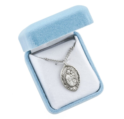 Sterling Silver Almond-Shaped St. Joseph Pendant with Rays - Image 4