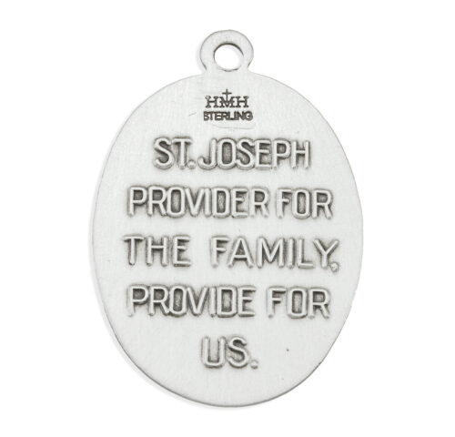 Sterling Silver St. Joseph Pendant with Scalloped Border - Image 3
