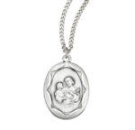 Sterling Silver St. Joseph Pendant with Scalloped Border