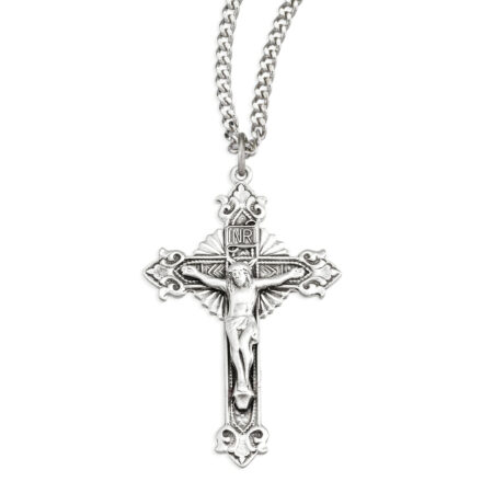 Sterling Silver Crucifix with Fancy Tips & Starburst
