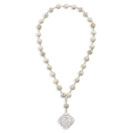 Sterling Silver Blessed Sacrament Chaplet made with 8mm White Howlite Gemstone Beads