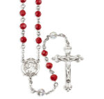 Sterling Silver Sacred Heart of Jesus Chaplet made with 6mm Finest Crystal Blood Red & Crystal Beads