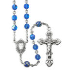 7mm Sapphire Czech Crystal Beads with Double Capped O.F. Beads