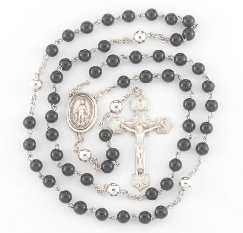 6mm Onyx Beads with Sterling Silver O.F. Beads and Findings - Image 2