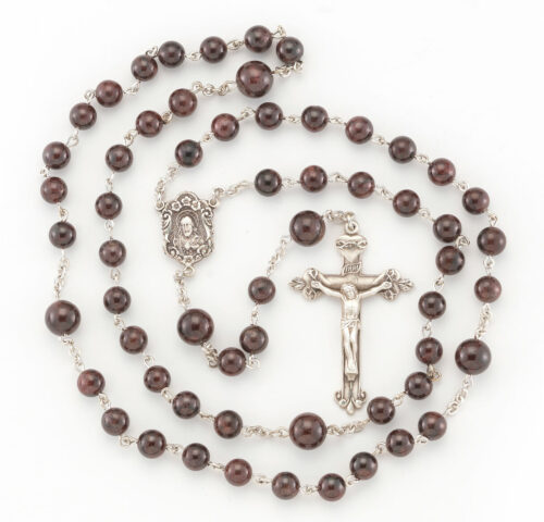 6mm Round Garnet Beads with 8mm Round Garnet O.F. Beads - Image 2