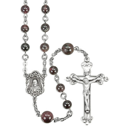 6mm Round Garnet Beads with 8mm Round Garnet O.F. Beads