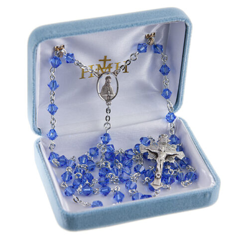 6mm Finest Sapphire Bi-Cone Beads with 6mm Faceted Round Finest Sapphire Crystal O.F. Beads - Image 2